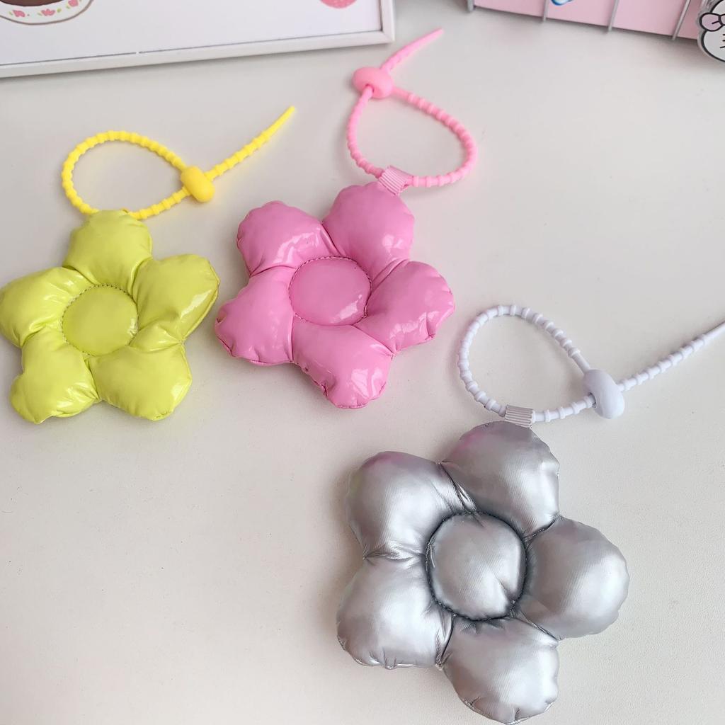 Sweet Bow Leather Cotton Filling Keychain Girl Simple Cute Backpack Pendant Earphone Box Phone Case Decoration