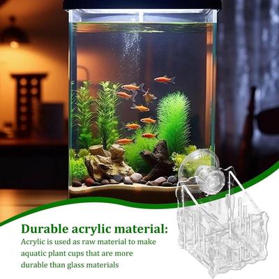 Suction Cup Planter Acrylic Aquatic Plant Cups Holder Suction Cup Plant Pot For Secure Placement Aquarium Plant Pot For Fish