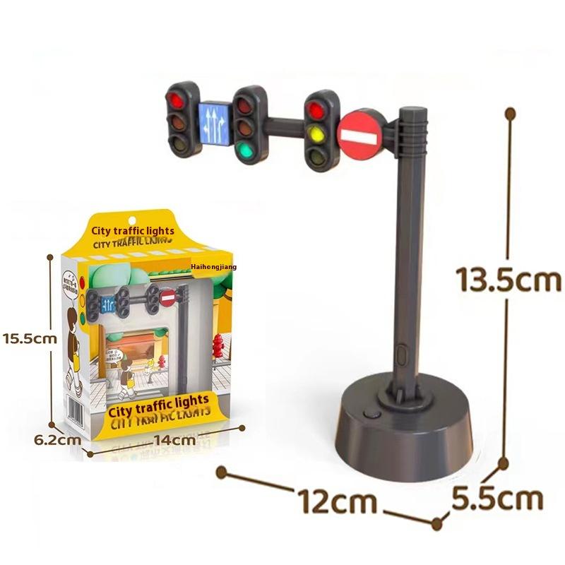 1Pcs Stop Lights Model Toddlers Safety Education Traffic Light Toys Puzzle Accessories Scene Road Sign With Light And Sound