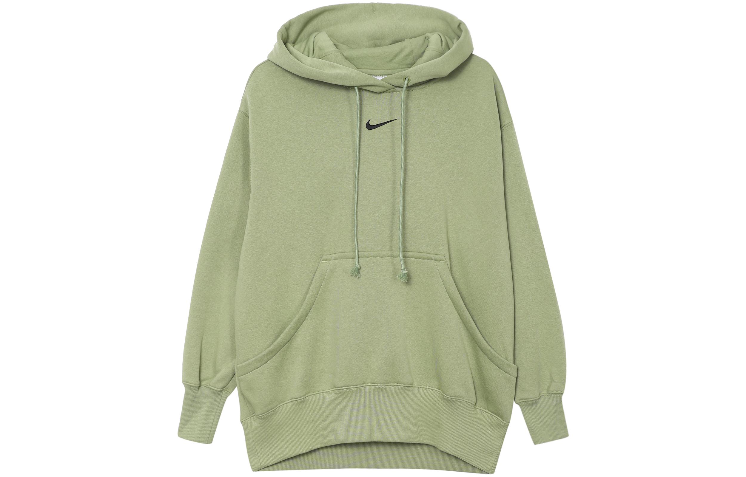 Nike Phoenix Fleece Solid Color Hooded Casual Fleece Lined Long Sleeved Sweatshirt Women s Oil Green DQ5861-386 S