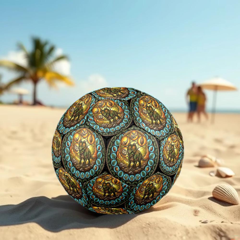 Dinosaur Glass Art Round Football Size 5 Adult Ball Suitable for Training Matches and Outdoor Team.