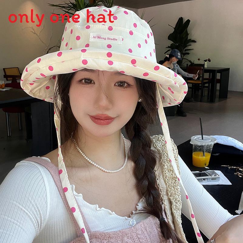 Ai Meng Studio Style Dot Pattern Fisherman Hat With Sun Protection For Summer Travel