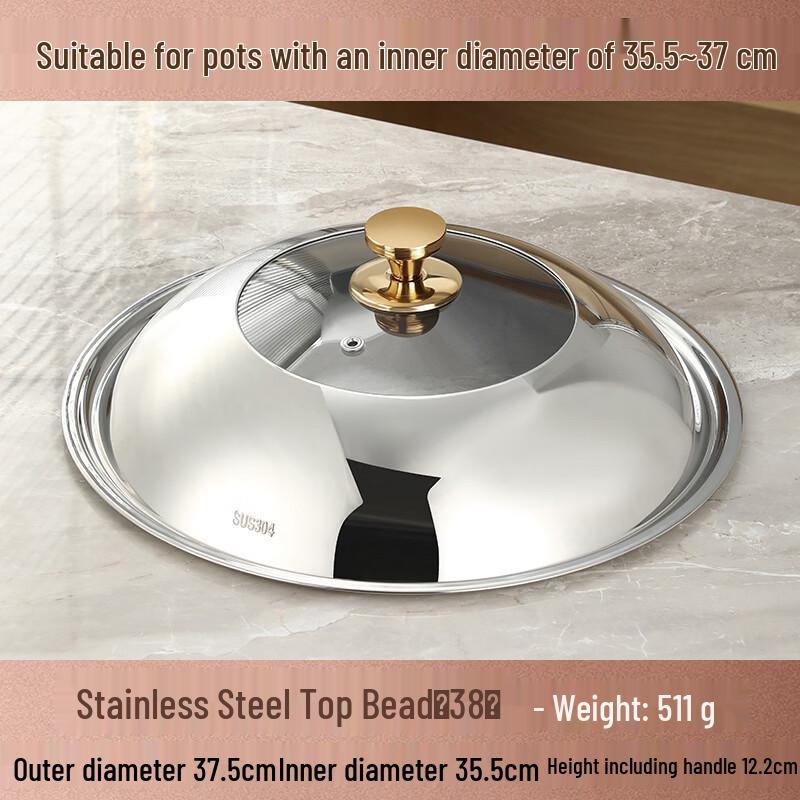 Xihe 38cm Universal Stainless Steel Wok Lid