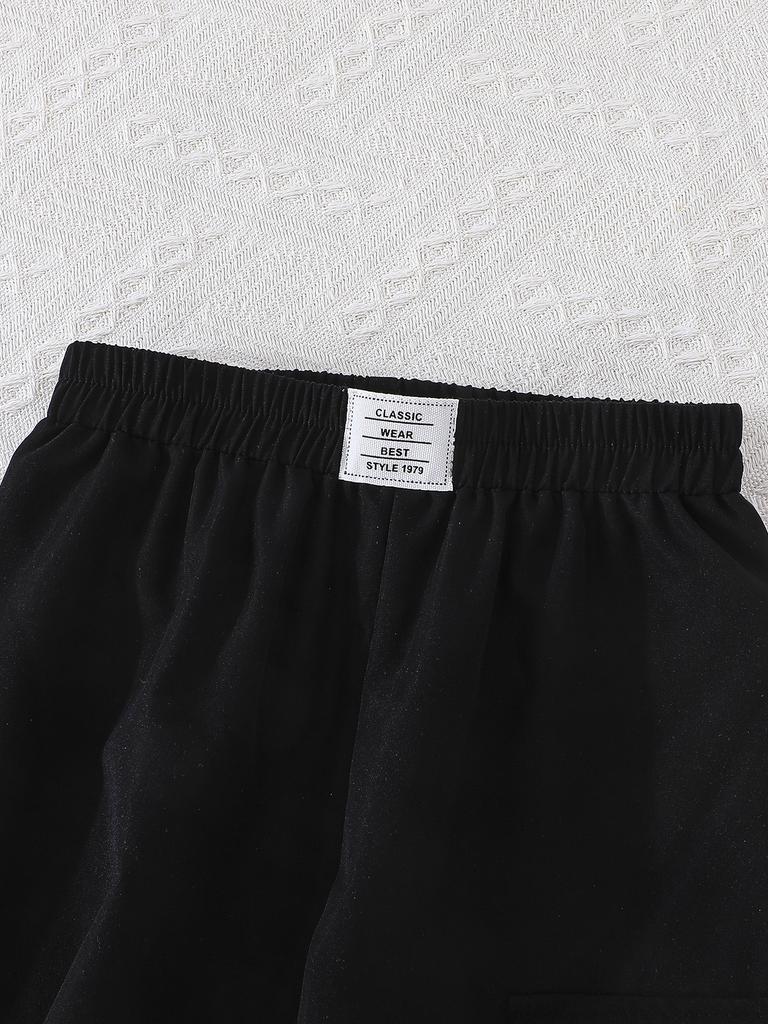 Mädchenanzug 2-8J Mädchenmode Sportbekleidung Buchstaben Weste + Schwarze Jogginghose 2-teilig