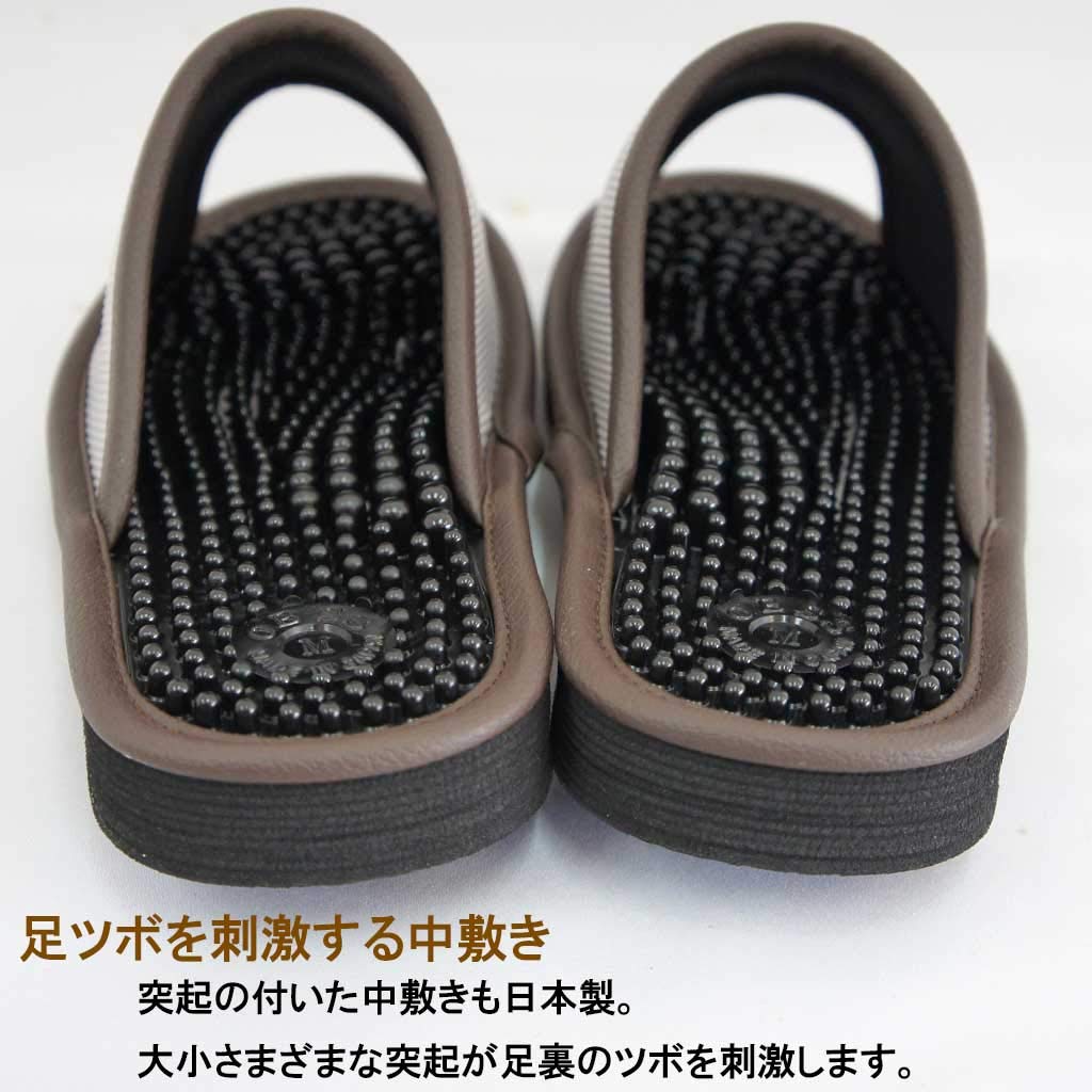 Kobo Slippers by Reyule Health Size Up to Made in Foot Gray [Hakihaki - CREO] Sandals, M, 24.5cm, Japan, Reflexology,