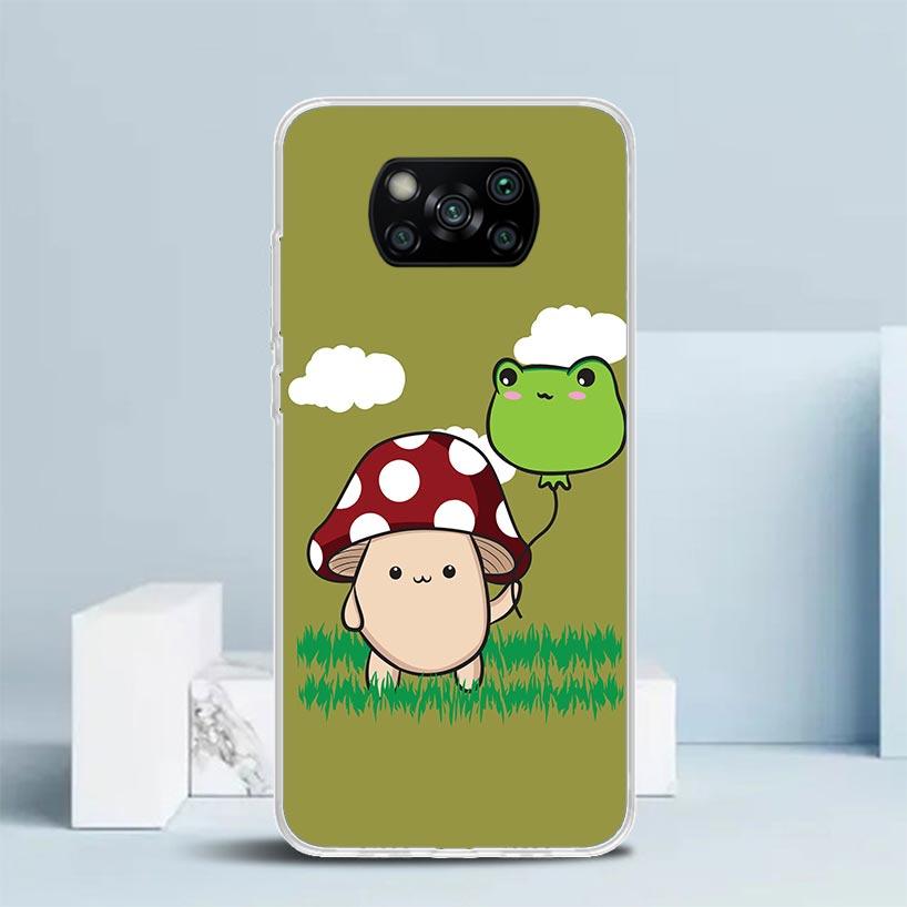 

Коттеджкор Лягушка Гриб Кавайный Чехол для Телефона Для Xiaomi Poco F7 Ultra X5 X6 X7 Pro M7 Redmi 15C 15 13C 13 12C 12 10C 10 10A 9 9C Redmi 13C