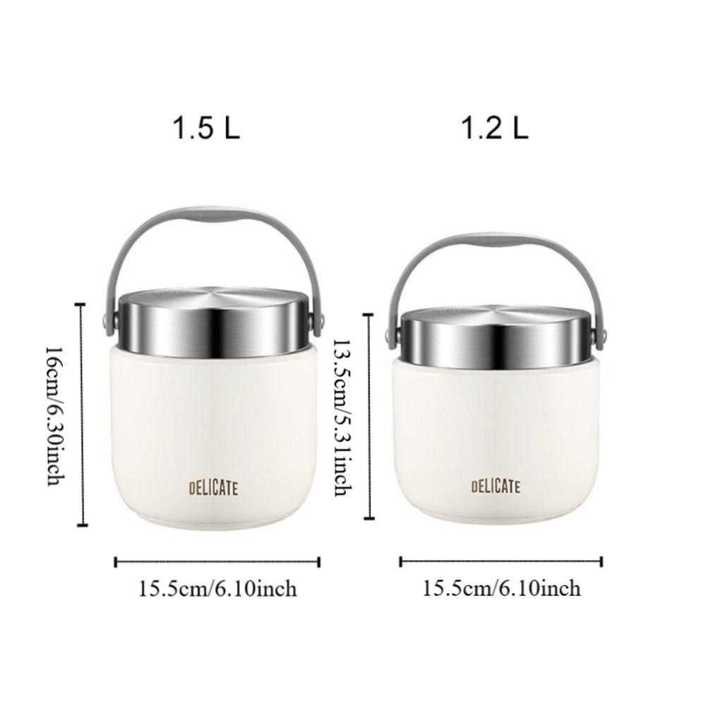 304 Stainless Steel Insulated Lunch Bucket with Spoon Vacuum Pot Durable Thermos Food Jar  Soup