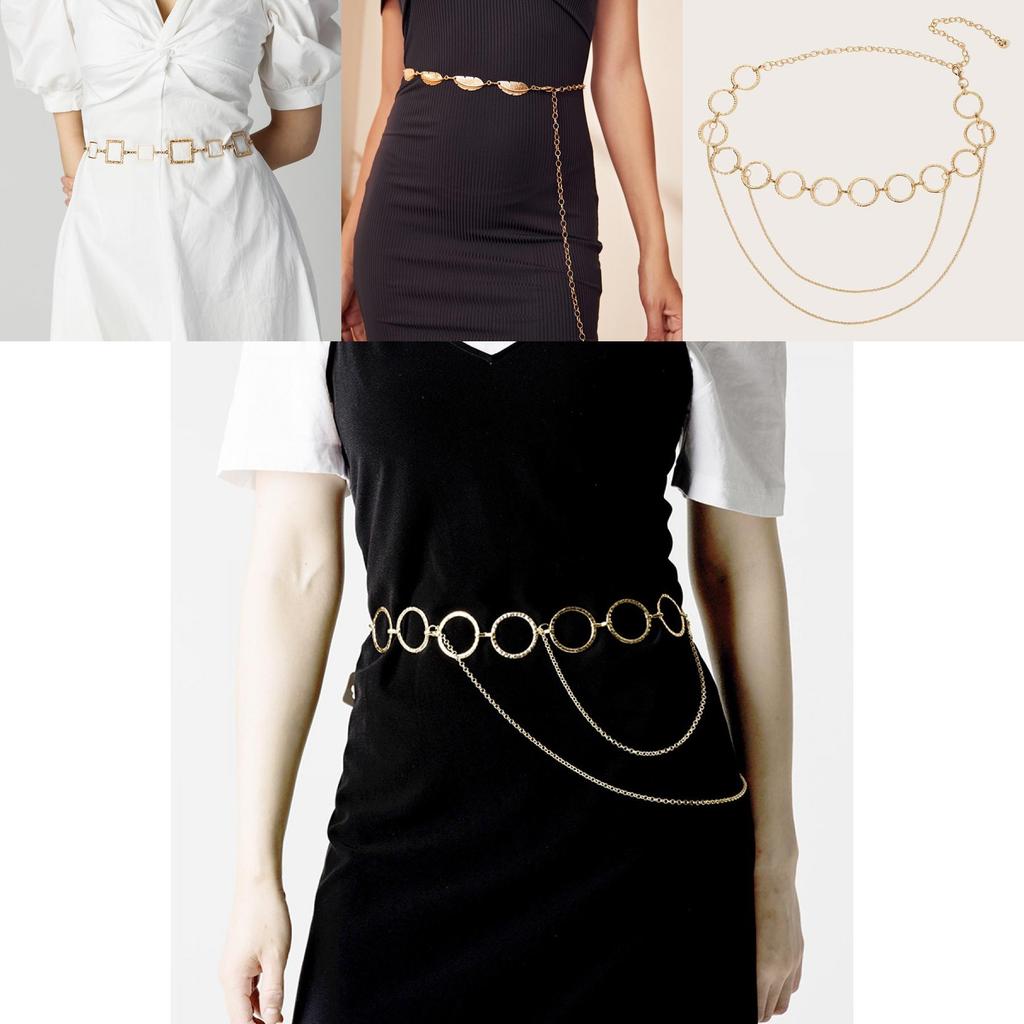 Minimalist Womens Metal Waist Chain With Geometric Oval Elements For Daily Style