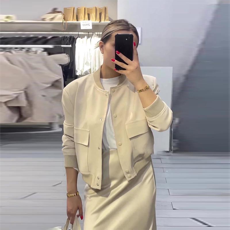 European & American Retro Long Sleeve Round Neck Dress with Pockets - Autumn/Winter Collection