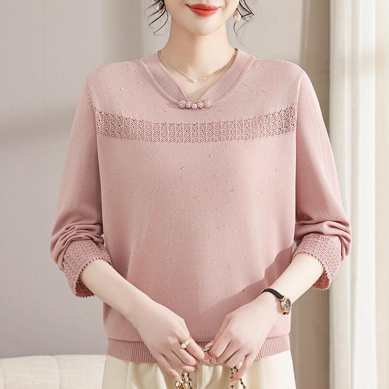 

2026 Spring/Autumn Fashionable Age-Reducing Top for Middle-Aged & Elderly Women 3XL розовый
