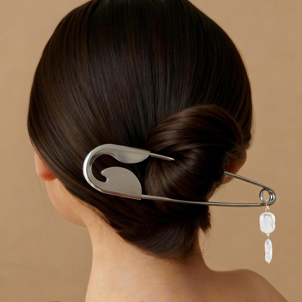 Stylish Large Silver Hair Brooch: Creative Metal Claw Clip for Thick Hair