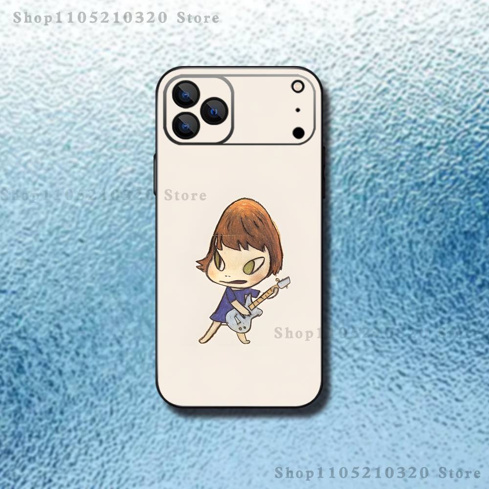 Süße Y-Yoshitomo N-Nara Handyhülle Für iPhone 17,16,15,14,13,12,Pro,Max,Plus,E,SE4,Air,Mini Schwarze Weiche Hülle
