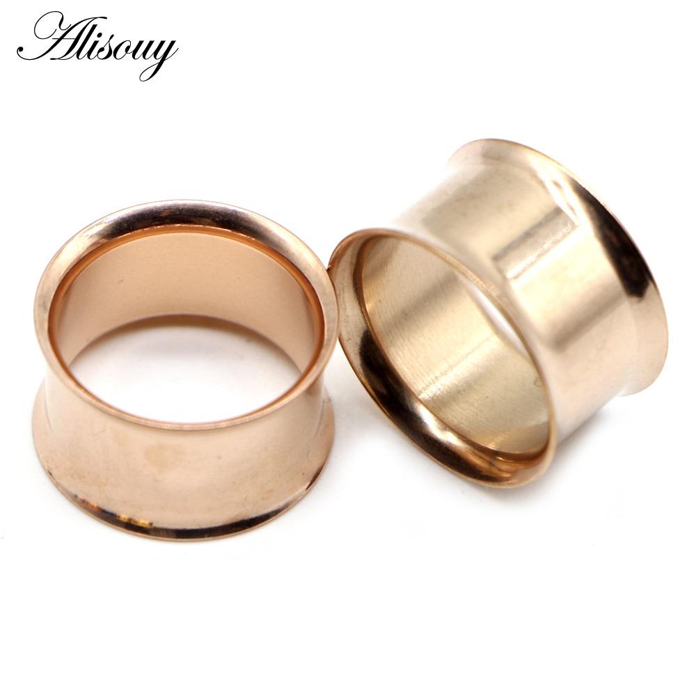 Alisouy 2pcs Ear Plug Kit Surgical Steel no-Screw Fit Ear Gauges Tunnel Expander Body Piercing Flare Earrings plugs stretching