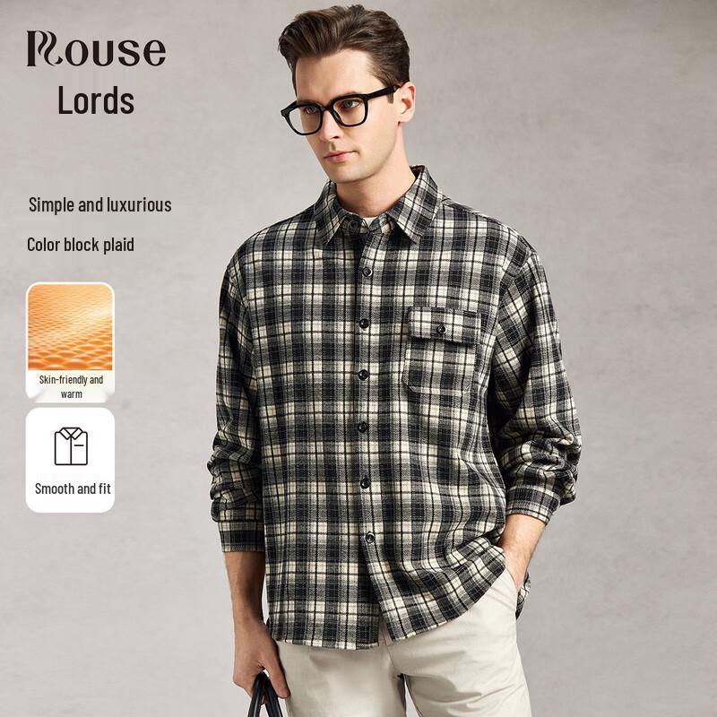 ROUZE Men s Plaid Easy-Care Long-Sleeve Shirt M/48