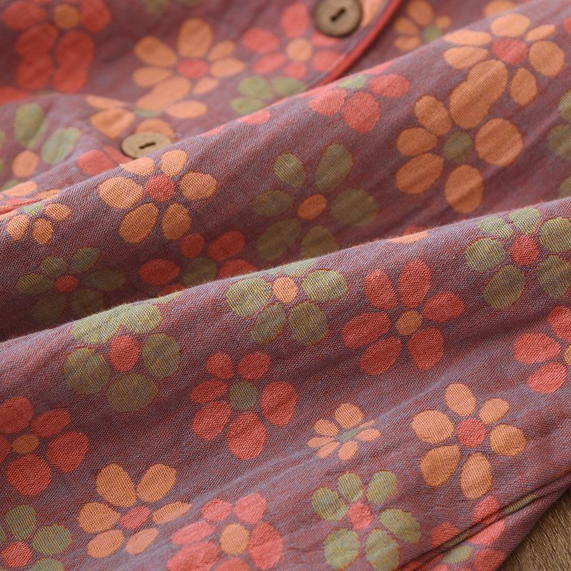 Pijamale de damă cu imprimeu floral etnic - Mânecă lungă, Bumbac pur, Gaze dublu strat, pentru Primăvară și Toamnă - Perfecte pentru femei de vârstă mijlocie și vârstnice.