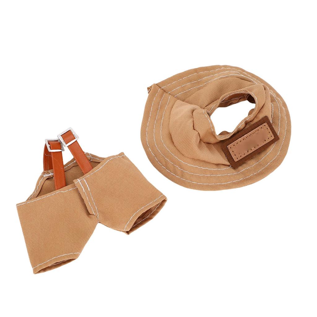 Puppenkleidung Faserkleidung Tragbar Exquisite Braune Farbe Hosenträgerhose und Eimerhut zum Sammeln