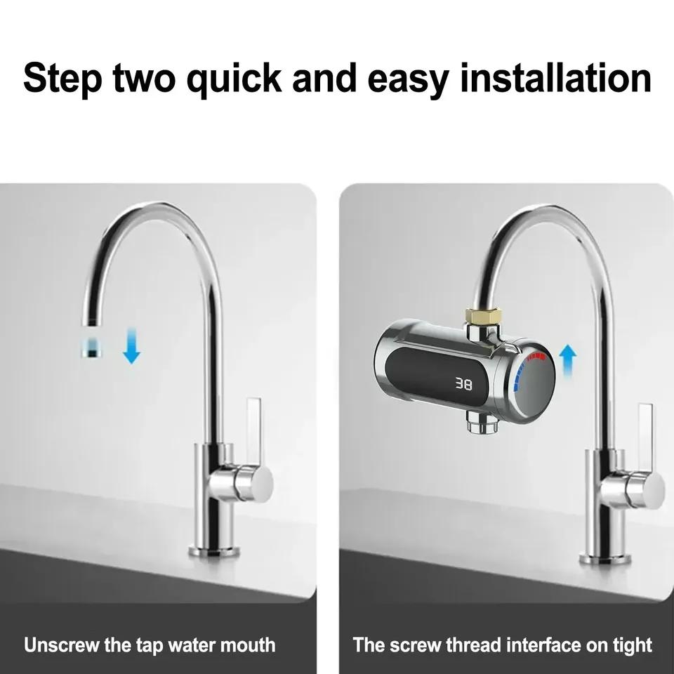 Electric Heating Faucet Instant Heating Faucet Water Heater Hot Cold Purpose With Adapter Gasket MultiFunction Water Heater