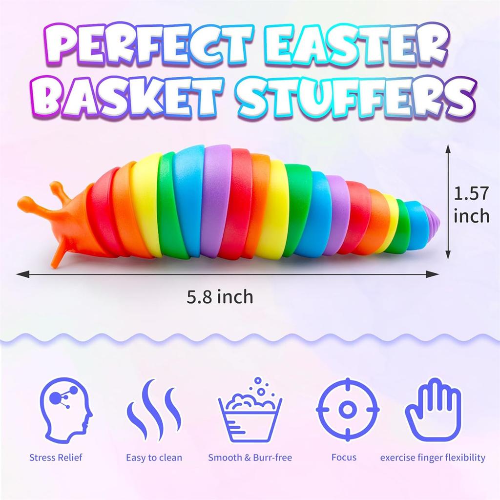 1PC Fidget Slug Toy Sensory Caterpillar Fidget Toy for Kids Adults Autism Sensory Toys Fidgets Stocking Stuffers Birthday Gift