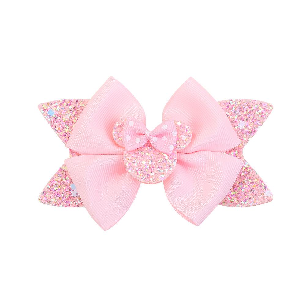 New Girl Headwear Mickey Mouse Hair Accessory Cute Girl Hair Clip Pink Polka Dot Bow Cartoon Hair Clip