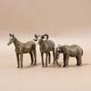 Figurines Animales en Laiton Massif Cheval Bélier Éléphant Rhinocéros Crapaud Tigre Design Rétro Pour Décoration de Maison et de Bureau Cadeau de Collection