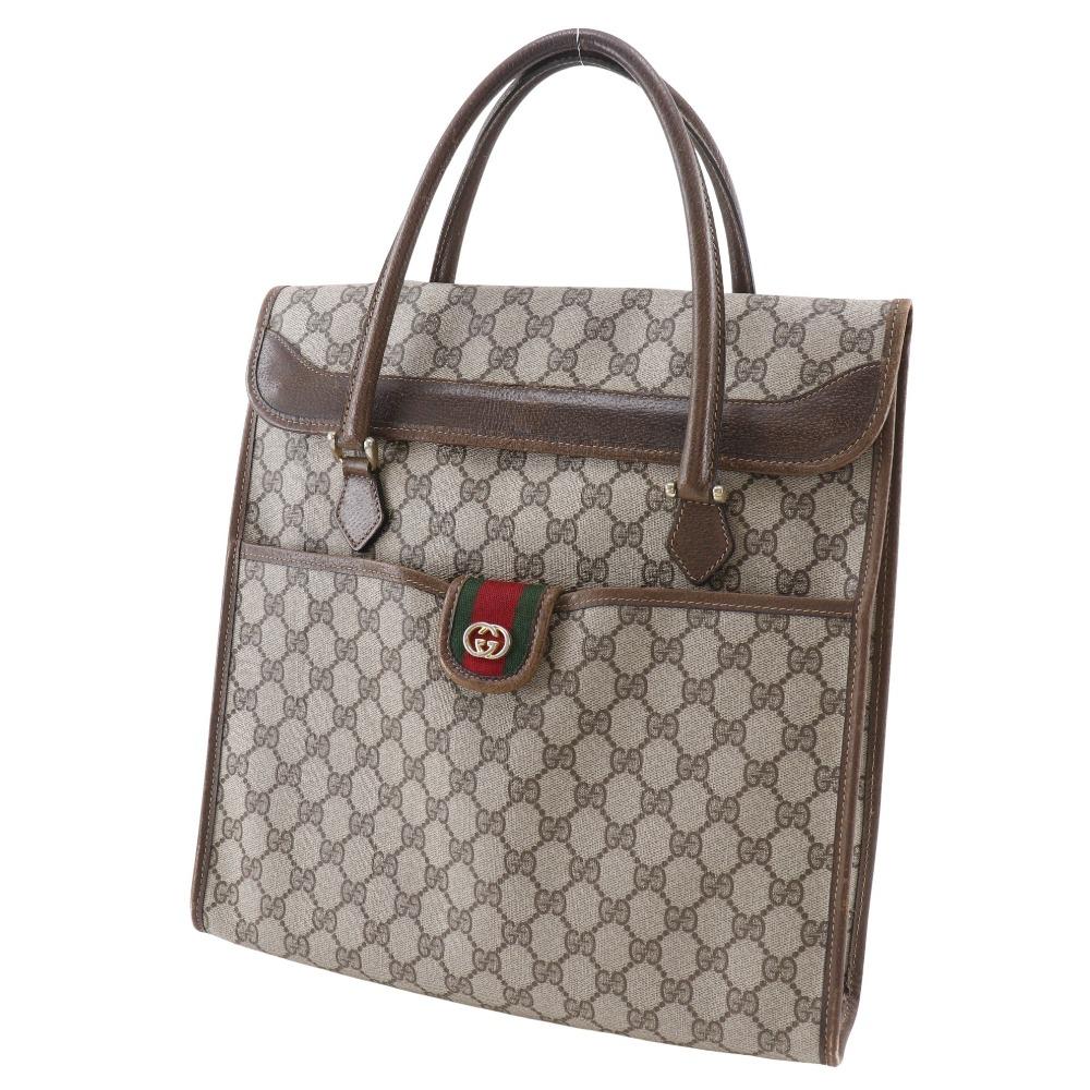 Gucci Old Gucci Handbag 02.4139.58 Sherry Line Interlocking GG Brown PVC Unisex Used