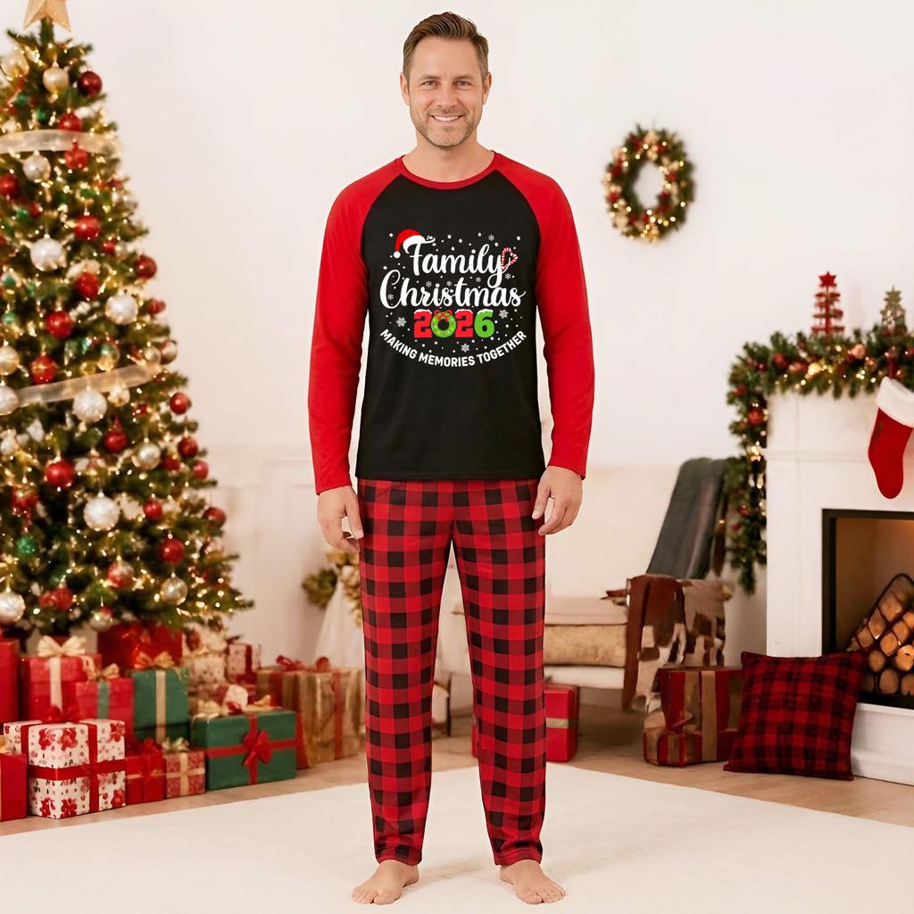 Family Matching Christmas Print Loungewear Set, Crewneck Long Sleeve Top and Pants