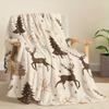 Reindeer Tree Christmas Blanket Flannel With Festive Reindeer Christmas Trees Snowflakes And Elegant Patterns For Relaxing