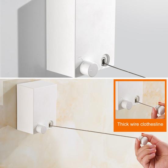 4,2 m lange, einziehbare Wäscheleine zur Wandmontage, verstellbar, einziehbar, strapazierfähiger Edelstahldraht, Wäscheleine zum Trocknen von Kleidung im Innen- und Außenbereich