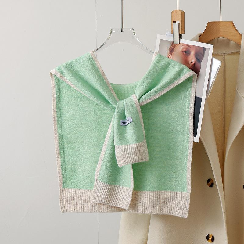 Korean version with knitted shawl women's spring and autumn foreign style with shirt high-end knitted scarf vest