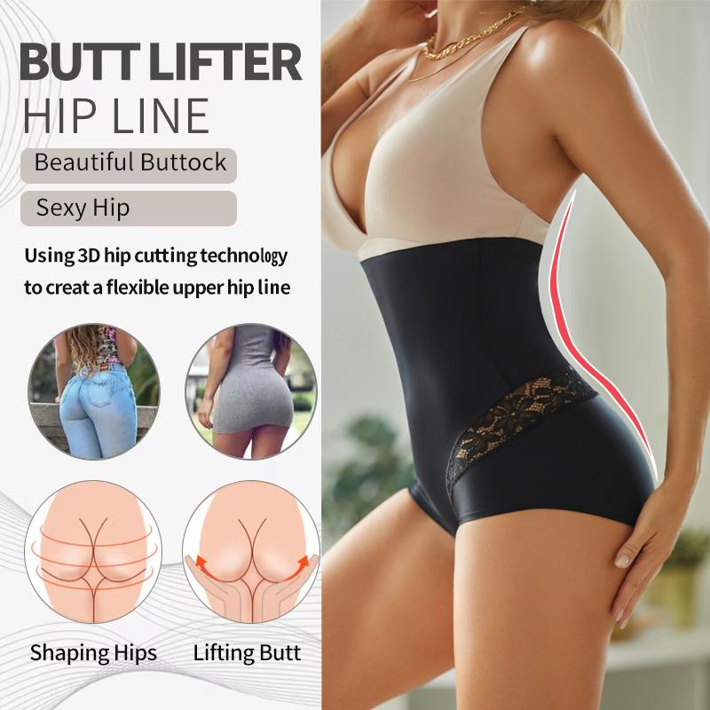 Nahtlose Frauen Hohe Taille Bodysuit Shapewear Spitze Aushöhlen Shaping Höschen Atmungsaktiv Starke Bauch Abnehmen Panty 2024