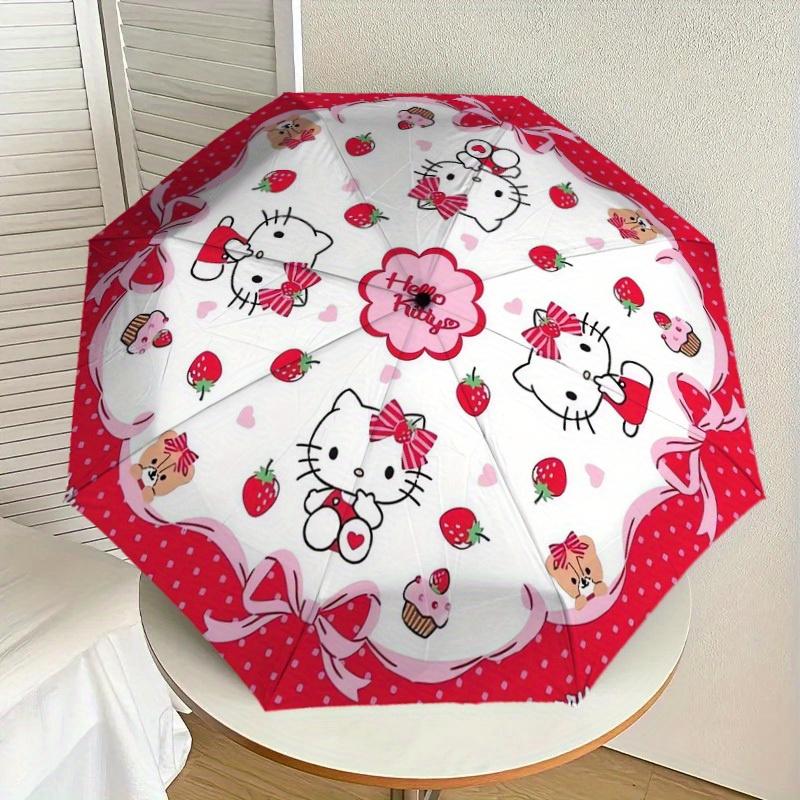 1pc Hello Kitty Strawberry Goodness Umbrella with Plastic Handle,Suitable for All Seasons Home Travel Outdoor UmbrellaSanlio599