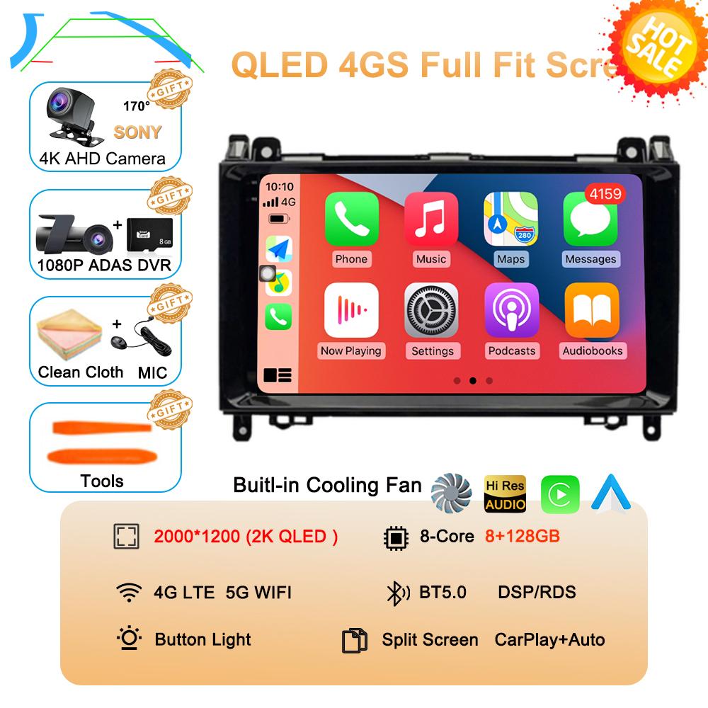 Android 14 Car Radio 9'' For Mercedes Benz B200 Sprinter W906 W639 AB Class W169 W245 Viano Vito Multimedia GPS DVD Video Player