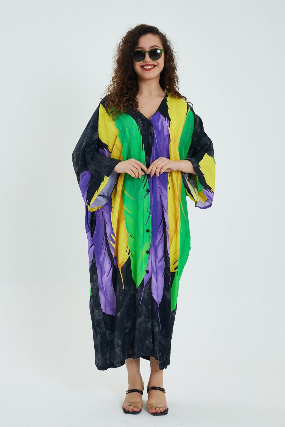 

Women s Big Size Dress Feather Detailed Oversized Dress 2XL