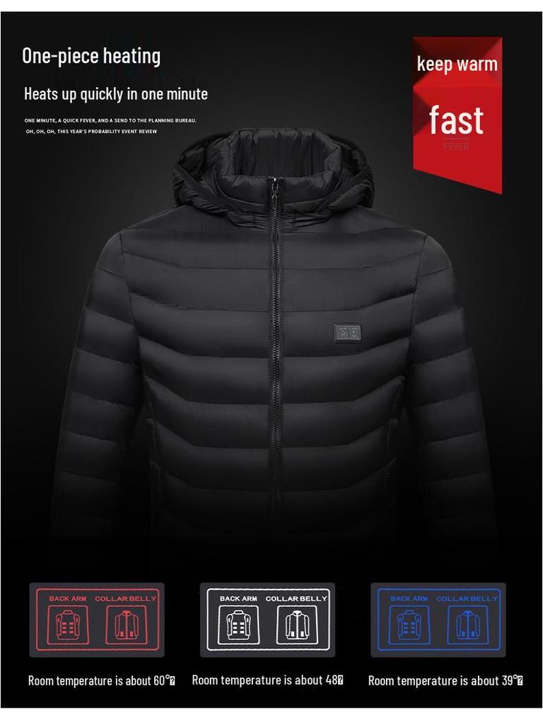 Veste en coton chauffante unisexe avec double contrôle intelligent, chauffage 11 zones, technologie portable, grande taille disponible