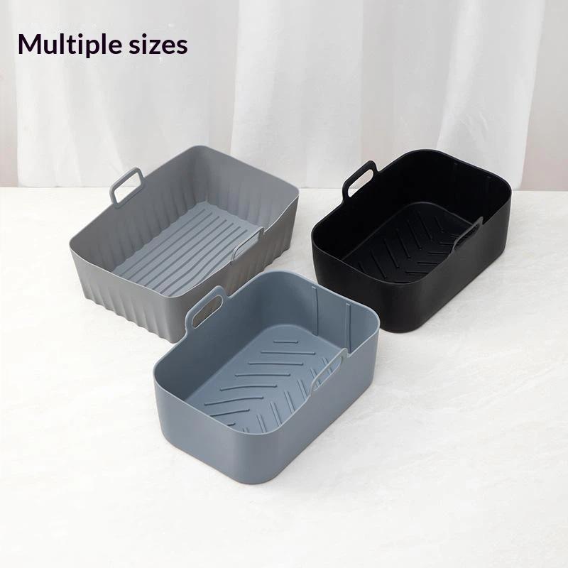 Air Fryer Silicone Pot Air Fryer Liner Heat Resistant Air Fryer Bake Silicone Basket Rectangle Baking Pan For Oven Microwave