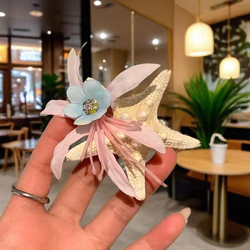 Y2K Blue Starfish Hairpin Summer Beach Vacation Hair Clip  Sweet Bangs Clip Girls Women Hair Accessories