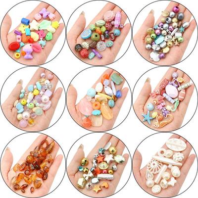 30g 40-100PCS Random Mix Acrylic DIY Beads Loose Charm Beads for Women Jewelry Making Findings