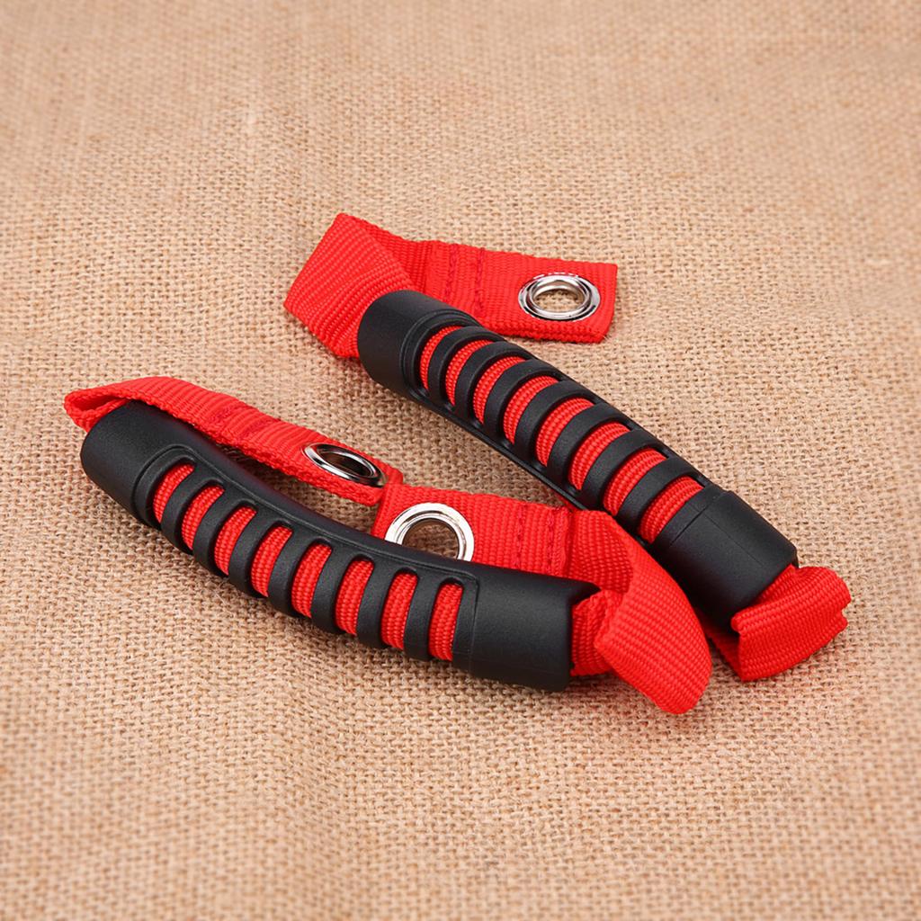 2Pcs Car Rr St Back Hdrest Grab Handle Set with Hole for   NaWrangler 1995-2017 Red