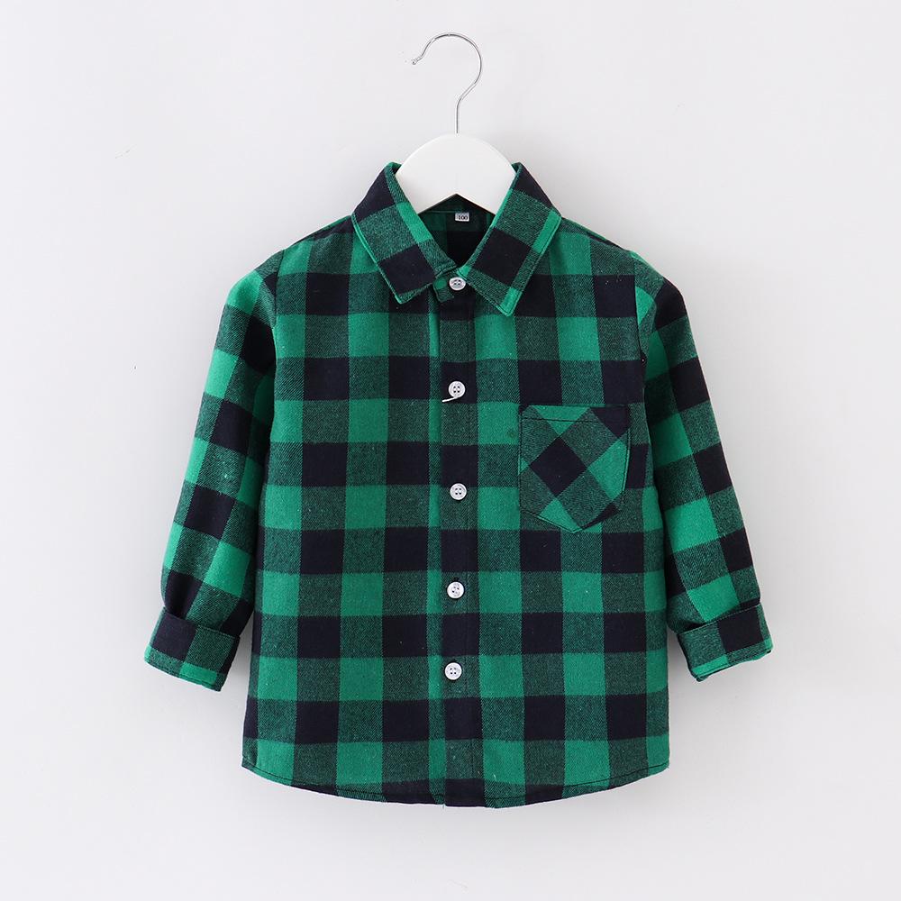 Spring 2025 Boys' Long Sleeve Plaid Korean Style Casual Shirt for Inner and Outer Wear