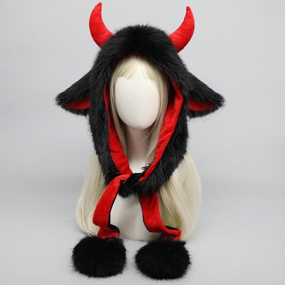 Fluffy Texture Christmas Elk Hat Plush Ear Protection Cap Cozy Reindeer Antler Hat  Winter