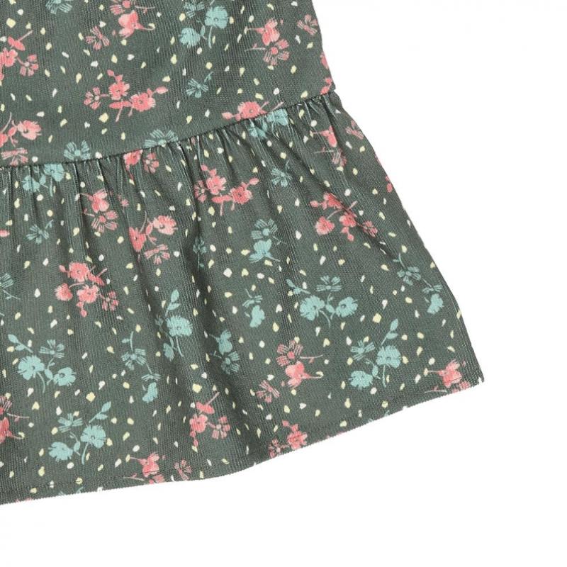 Rochie Hazzys Kids Forest din catifea reiată, kaki