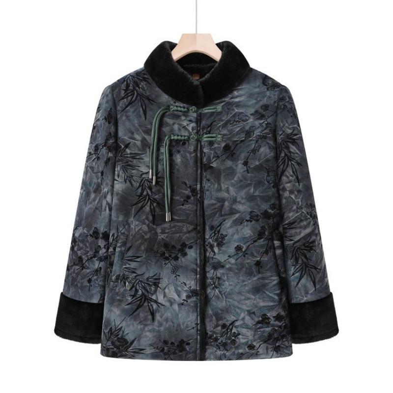 

Winter clothes new sweater-neck cotton-padded clothes piled and thickened cotton-padded jackets mother warm clothes 5XL [recommended 150-80kg] тёмно-синий