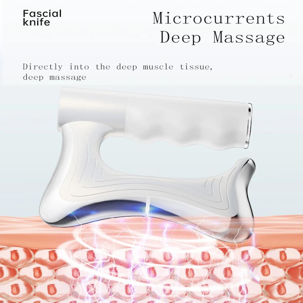 Electric Fascia Gun Knife Muscle Relaxation Microcurrent Fascia Massage LCD Vibration Warm Body Lifting Scraper Tool Massager
