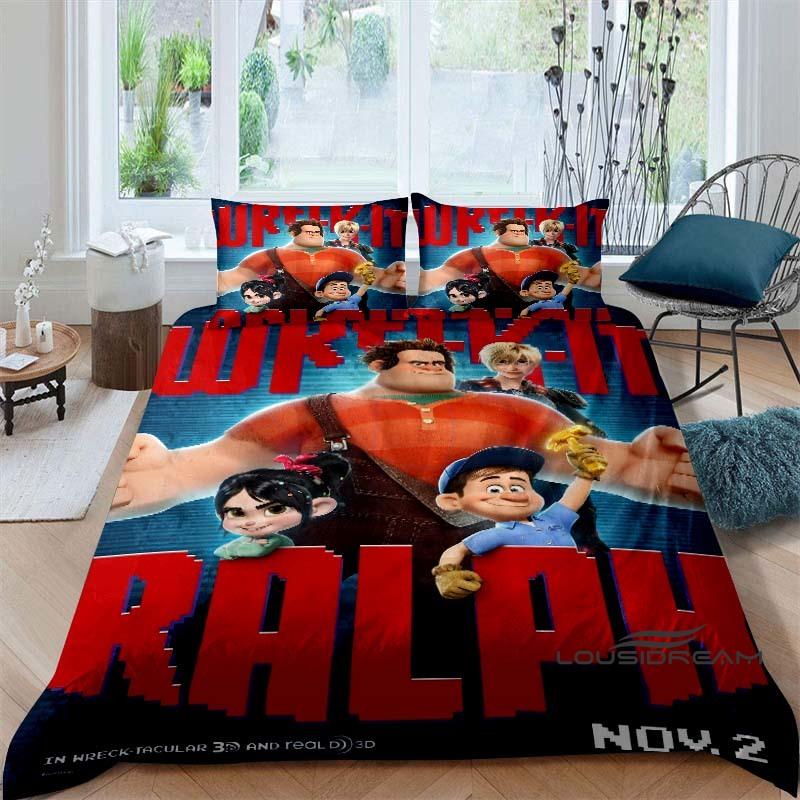 2026 Nuovo Film d'Animazione "Ralph Spaccatutto" Copripiumino e Federa, Set Biancheria da Letto per Bambini, Decorazione per la Camera da Letto