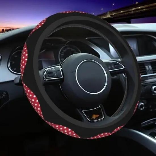 Coprivolante Cartoon a Pois con Fiocco per Donne Accessori Decorazione Auto Modello Stampato Taglia Unica Regalo Accessori Auto