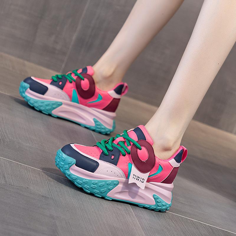 Dad shoes black and white inner height increase 2025 autumn new platform women's casual fashion versatile little white sports shoes trendy shoes