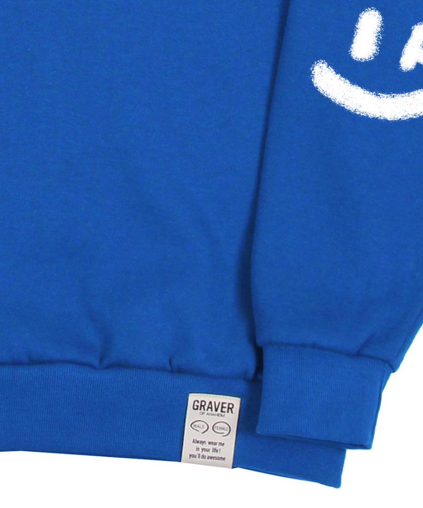 GRAVER [Unisex] Elbow Spray Smile Drawing Sweatshirt_Cobalt Blue