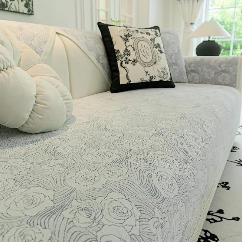 

Роскошная подушка для дивана из хлопчатобумажной ткани шенилл, нескользящий чехол для дивана с цветочным узором, всесезонное полотенце для спинки и подлокотника, домашний декор для гостиной 70x70