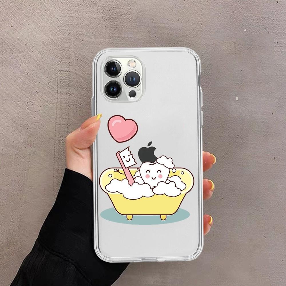 Teeth cute cartoon Phone Case For iPhone 15 13 14 Pro Max XS XR 12 11 Pro 13 Mini 6 7 8 Plus Soft Clear Back Cover