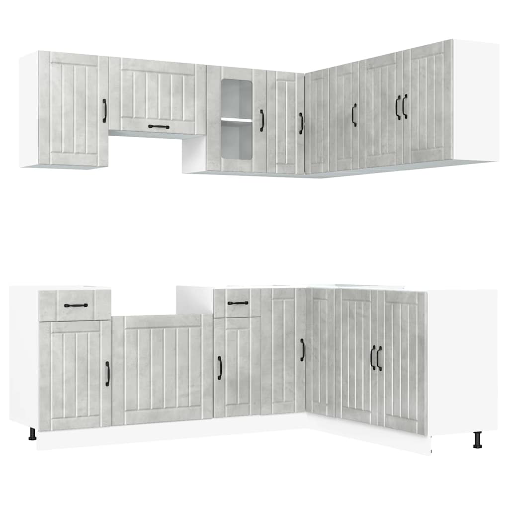 Kitchen Cabinet Set, Lucca, 11-Piece, Concrete Gray